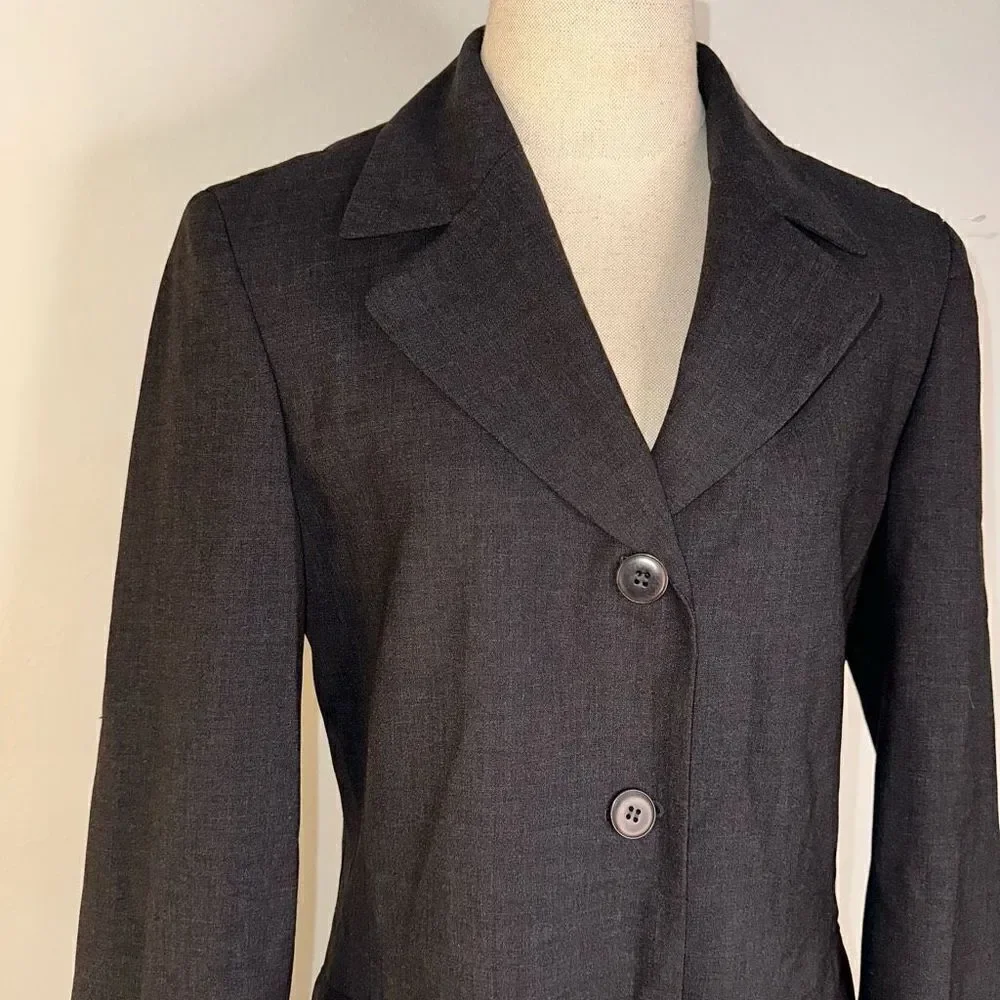 Liz Claiborne Collection Wool Blend Charcoal Gray Blazer Coat‎ Modest Career